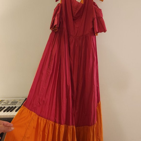 Gorgeous two-tone designer cotton high-low midi dress - Picture 3 of 5